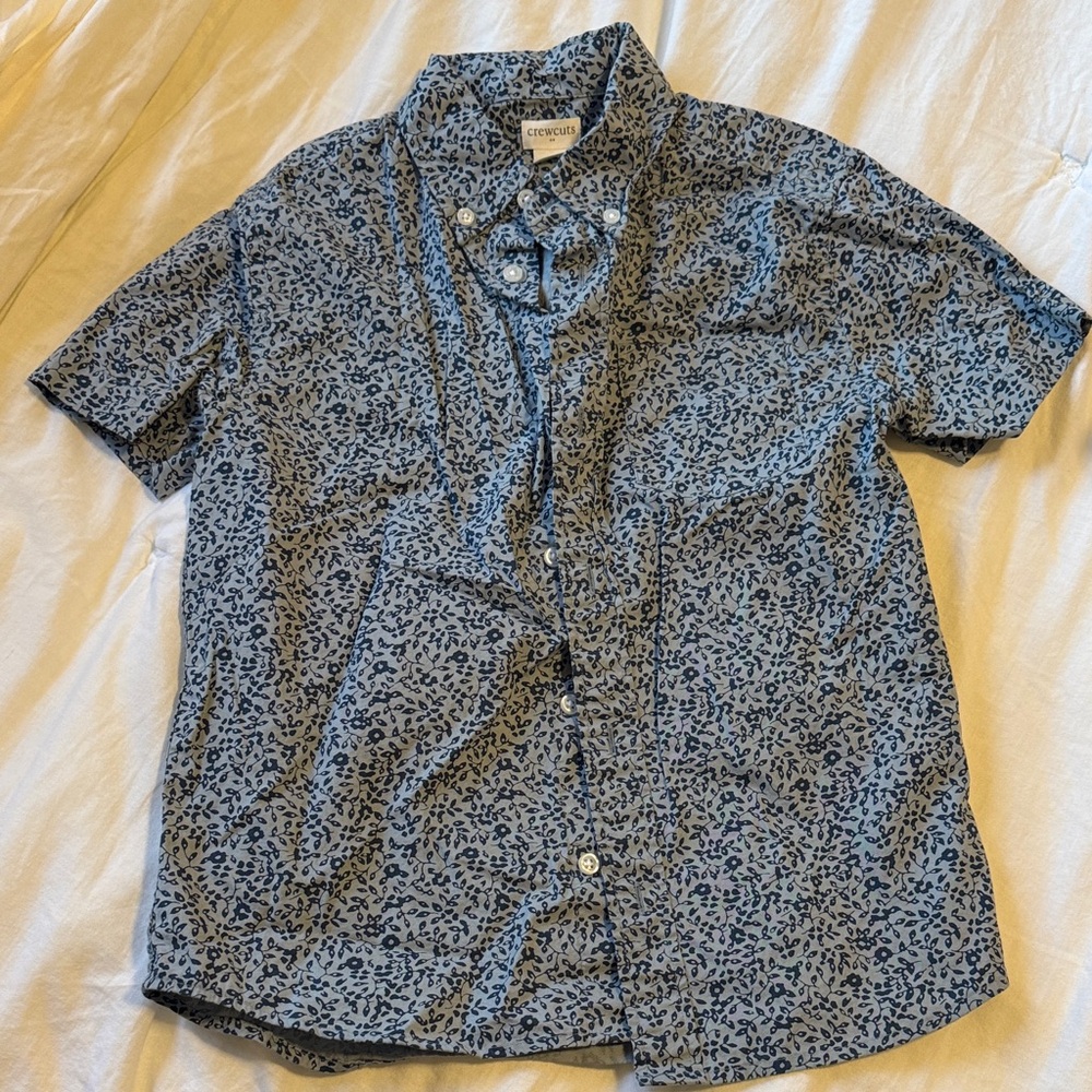 Crewcuts Blue Patterned Button Down Shirt